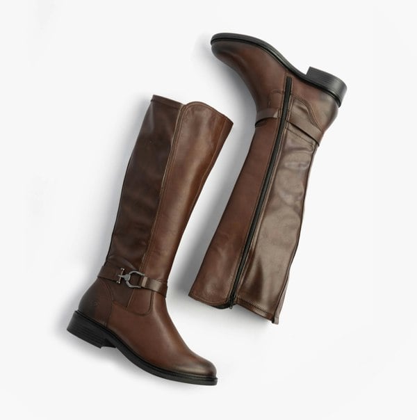 Remonte Womens Leather Tall Knee High Boots Brown