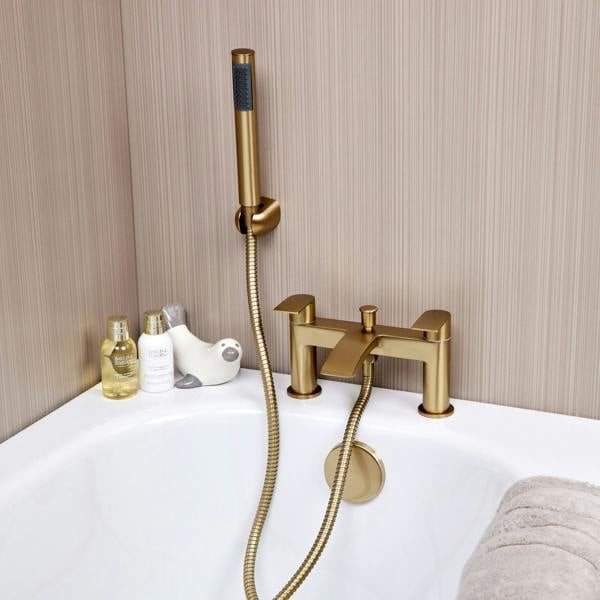 Flode Falun | Bath Shower Mixer | Including Handset and Holder | Brushed Brass