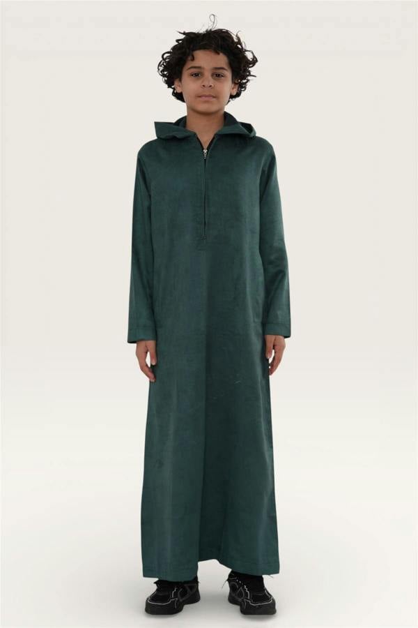 Infinity Leather Kids Boys Hooded Eid Moroccan Jubba Robe Ramadan Eid Thobe - K-HM12
