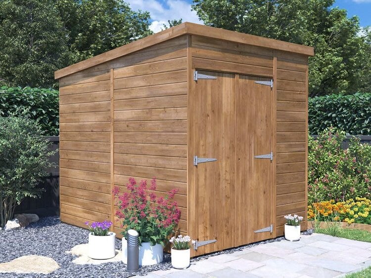 Dunster House Bike Shed 1.8 x 2.4m Garden Storage Building 15mm, Tongue & Groove Thick Walls & Pent Roof, Overlord Modular
