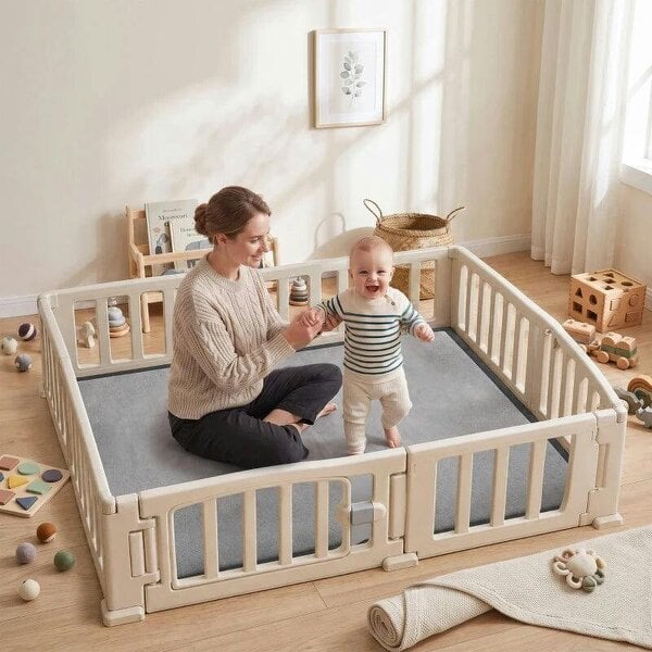 Baby Play Mat, 3CM Thick Foam Playmat Rug, Soft Flannel, Non-Slip, Water Resistant, Easy Care, 127 x 127 cm, Dark Grey