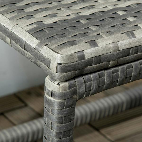 Wyld Haus Vemiro Grey Rattan Rectangular Outdoor Coffee Table With Open Frame