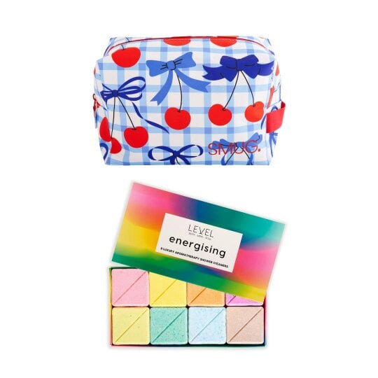 SMUG Wake-Up Wash Bag Set – Various Prints - Blue Cherries