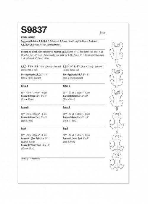 Simplicity Sewing Pattern 9837, Toys OS (One Size) - Easy