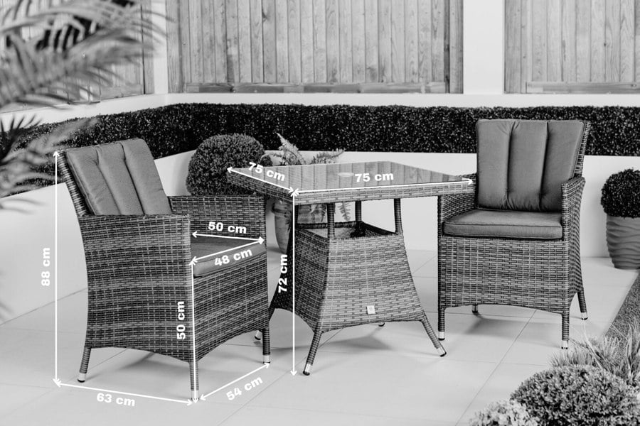 Giardino Savannah Rattan Garden Bistro Set Patio Table and Chairs Furniture