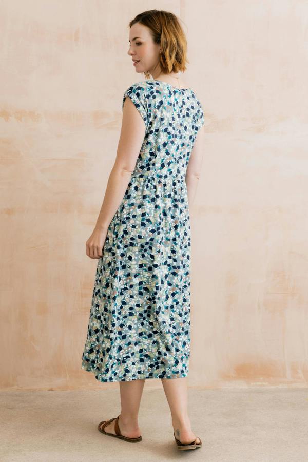 Lily & Me Sway Organic Cotton Jersey T-Shirt Dress Water Violet Ocean