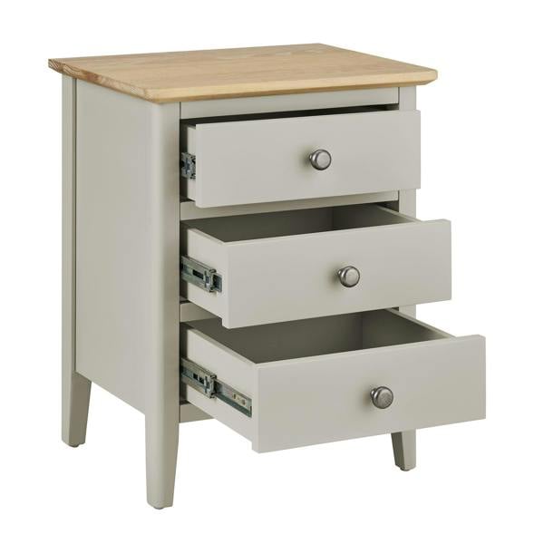Statement Furniture Pembroke Bedside Table with 3 Drawers and Oak Top