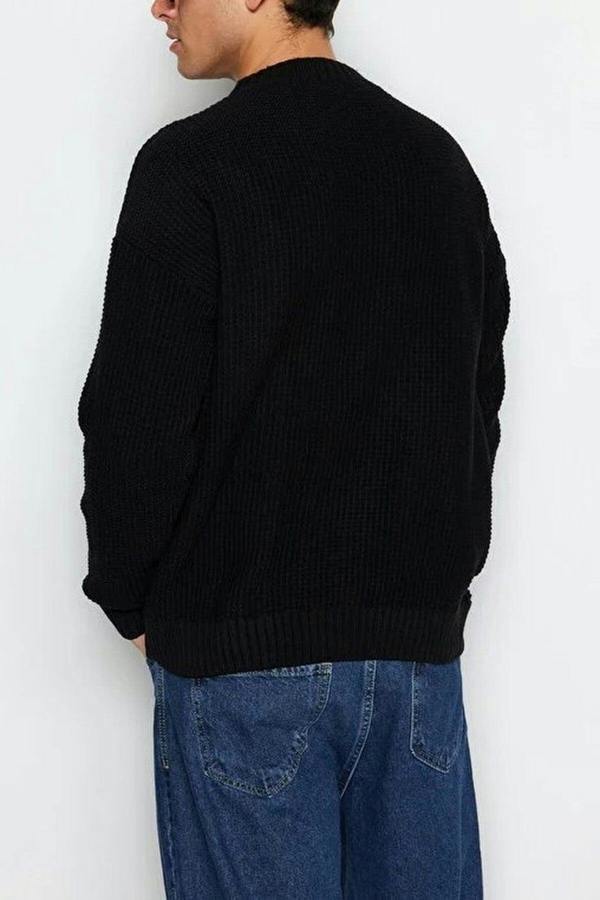 WOVCOR Crew Neck Embroidered Knit Men's Sweater