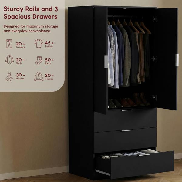 Vida Designs Trega 2 Door 3 Drawer Wardrobe