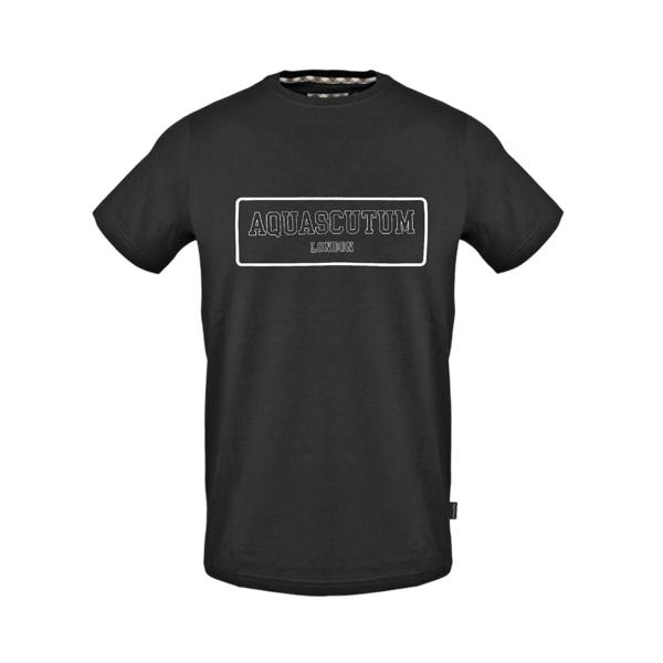 Aquascutum Mens Lettering Crew Neck T-Shirt - Black - 