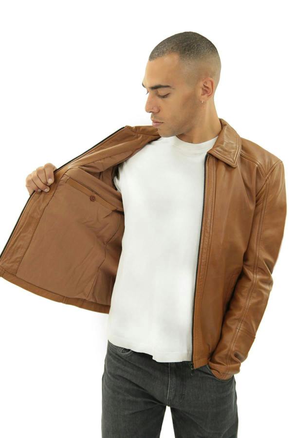 Infinity Leather Mens Smart Classic Harrington Leather Jacket-New York