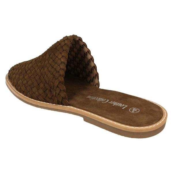 Leather Collection Ladies Leather Collection Weave Vamp Mules