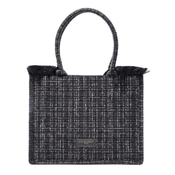 Elie Beaumont Fabric Tote - Black Checks - Large