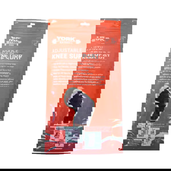 Front Packaging of York Barbell Adjustable Knee Support