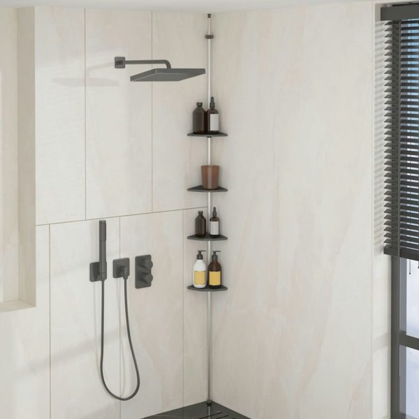 Berkfield 4-Tier Telescopic Shower Corner Shelf Silver Aluminium