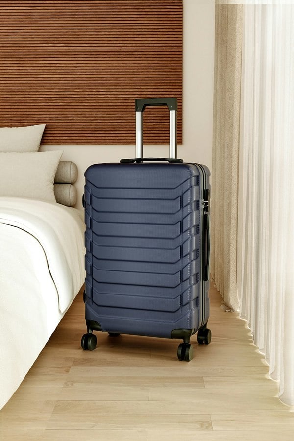Living and Home Rolling Hardshell Luggage Travel Suitcase, 24" Blue