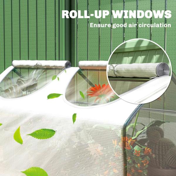 White greenhouse roll-up window panels for ventilation