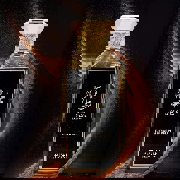 Adyan Bara EDP 100ml bottle on dark gold background