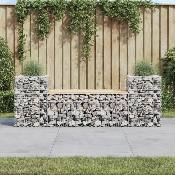 Berkfield Garden Bench Gabion Design 183x41x60.5 cm Solid Wood Pine