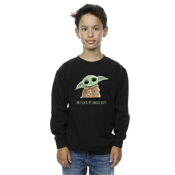 Star Wars Boys The Mandalorian Grogu Snacks Meme Sweatshirt - Black