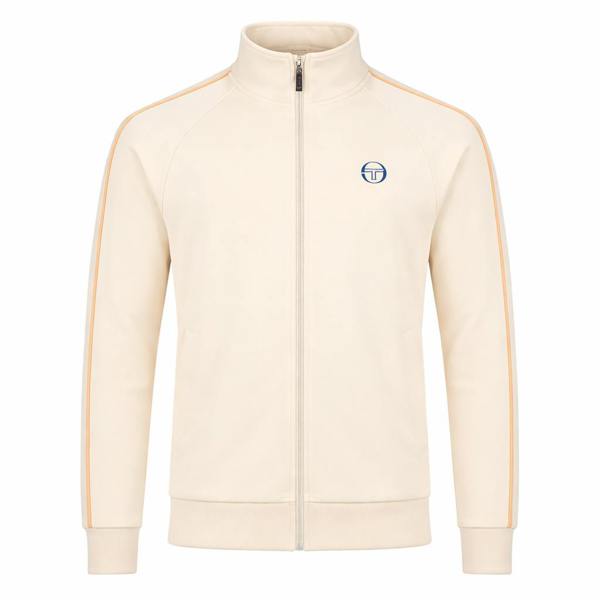 Sergio Tacchini Tasso Velour Track Top Jacket Sandshell/Orange Pepper