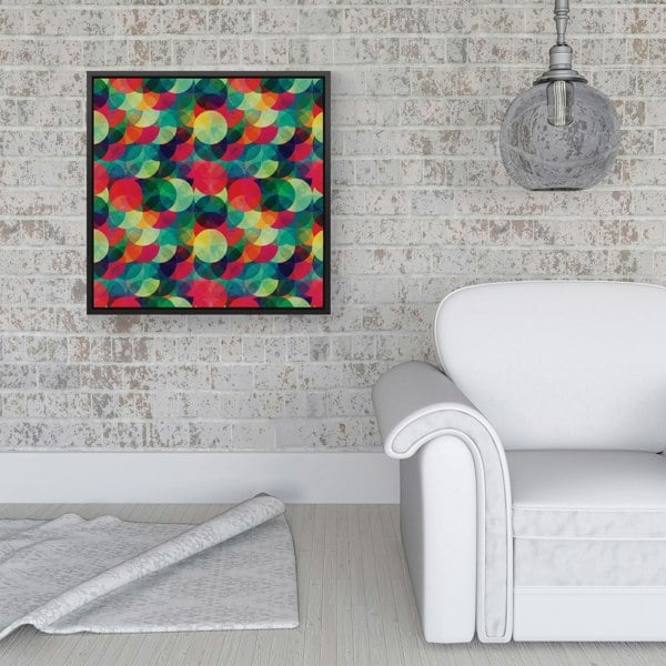 Warren Reed Colourful Grunge Circle Pattern Framed Canvas