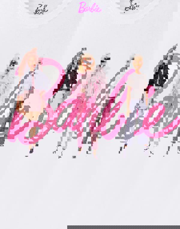 Barbie Womens White Dolls In Logo Short Sleeved T-Shirt