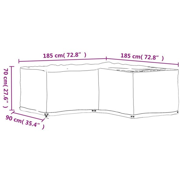 Berkfield L-Shaped Garden Furniture Cover 12 Eyelets 185x185x70 cm