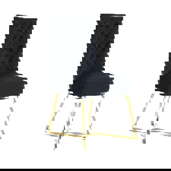 Life Interiors Sinlge Ambra Modern Velvet Dining Chairs with Gold Legs & Ring Handle - Tufted Back, Plush Foam Seat, Luxury Accent Chair