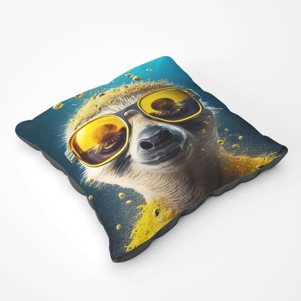 Warren Reed Meerkat With Golden Glasses Splashart Floor Cushion