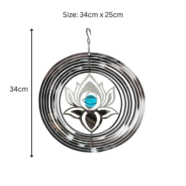 EDH Door Hardware Serenity Stainless Steel Hanging Wind Spinner – 34cm x 25cm | 3D Metal Kinetic Garden Ornament & Outdoor Wind Sculpture
