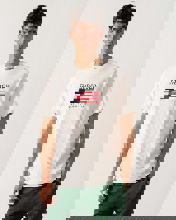 Tommy Hilfiger Americana Monotype Flag Box Mens T Shirt - Ivory Petal - CHO - Designer Mens T-Shirts & Tops