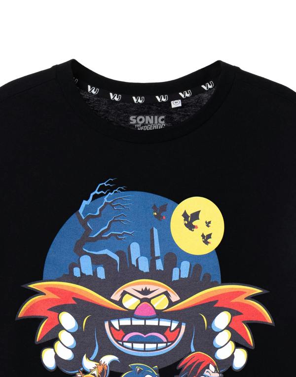 Sonic the Hedgehog Mens Black Halloween Eggman Short Sleeved T-Shirt