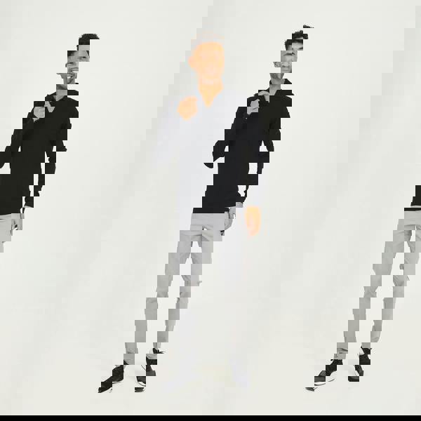 Brave Soul Black Long Sleeve Trophy Neck Polo - Black Image 3