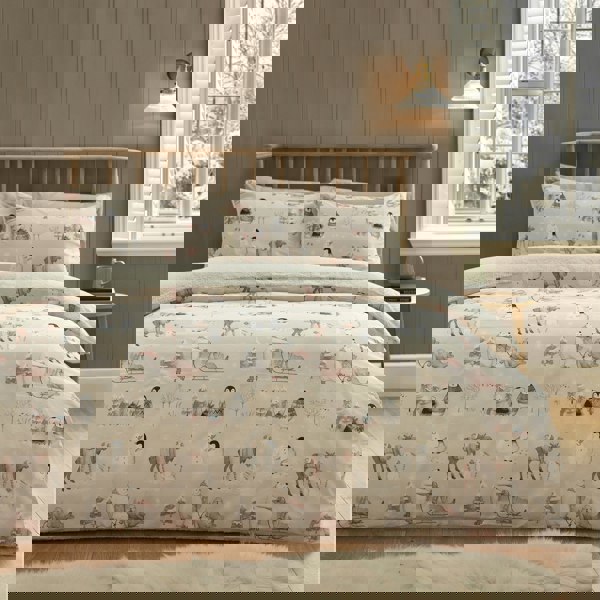 Catherine Lansfield Winter Friends Sherpa Duvet Cover Set Natural