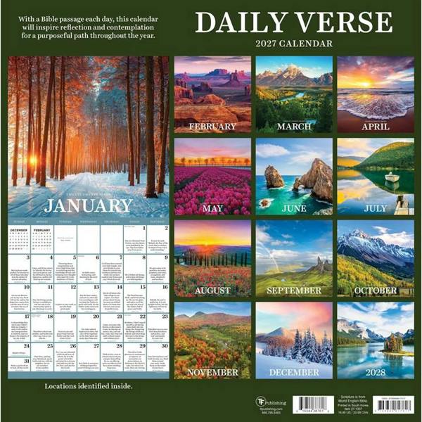 Religion Daily Verse Calendar 2027, Wall Calendars, Month To View, Lifestyle, Gift
