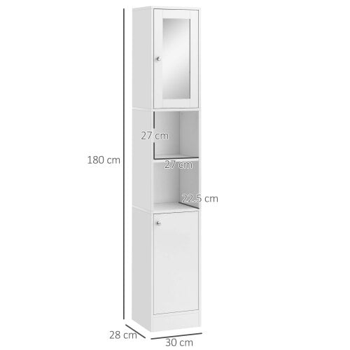 Wyld Haus Sokana Tall Bathroom Storage Cabinet With Mirror And Adjustable Shelving Freestanding White