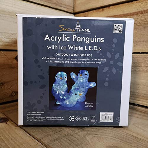 Samuel Alexander 23cm Set of 3 Acrylic Ice White LED Penguins Indoor Outdoor Christmas Decoration
