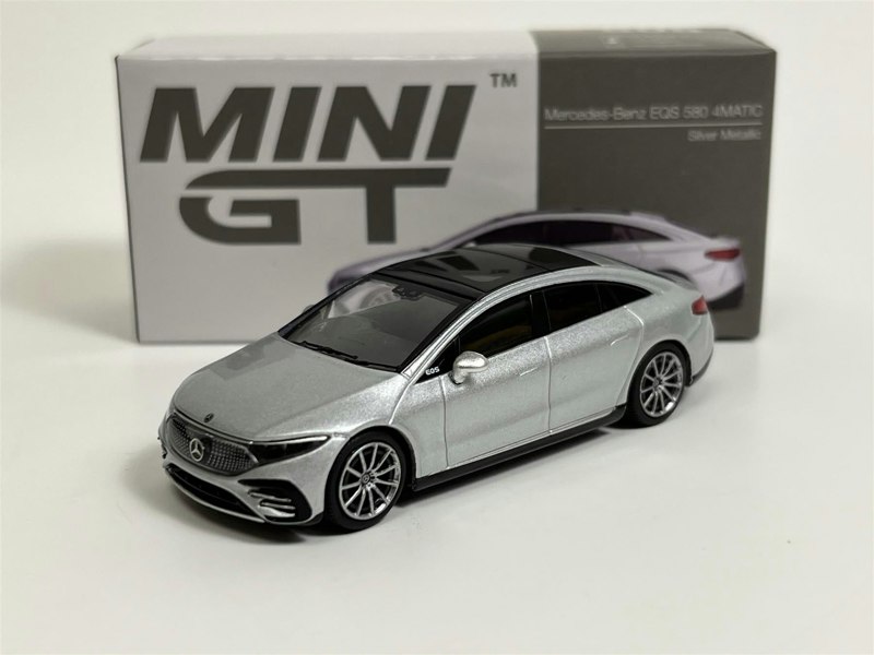 Mini GT Mercedes Benz EQS 580 4MATIC Silver Metallic RHD 1:64 Scale MGT00508R