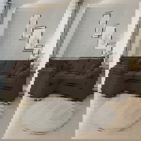 Furnishings For Less Delta Full Jumbo Cord 4 Seater Corner Sofa