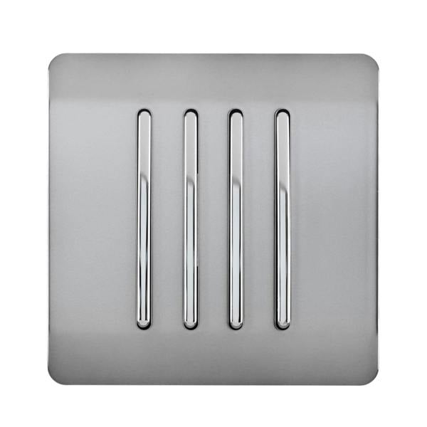 Trendi Switch 4 Gang 1 or 2 way Rocker Light Switch in Brushed Steel