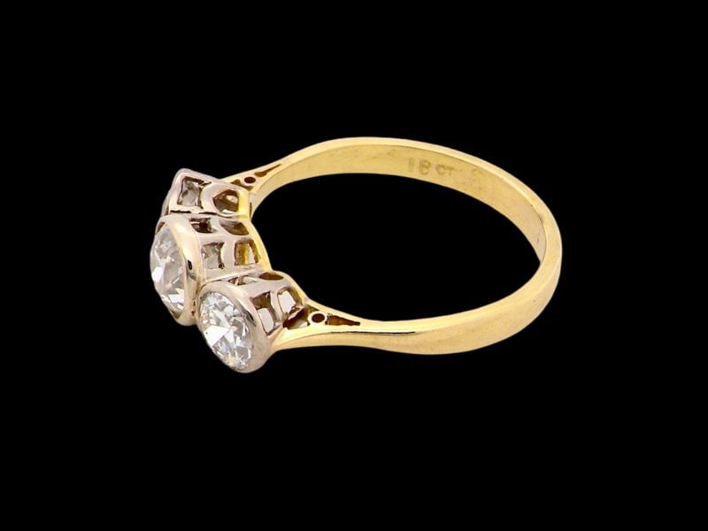 Vintage Tom 18 Carat Gold Three Stone 1.6 Carat Diamond Trilogy Ring