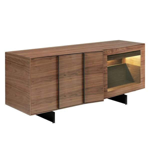 Angel Cerdá Walnut and Black Steel Sideboard With Interior Lighting 3218