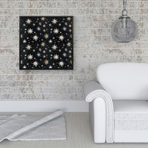 Warren Reed Silver Gold Snowflake Pattern Framed Canvas