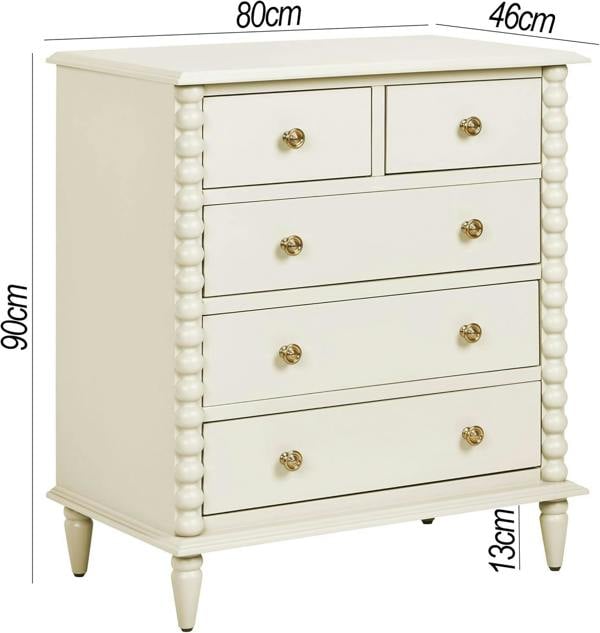 Statement Furniture Cromwell 2 over 3 Chest of Drawers with Bobbin Design