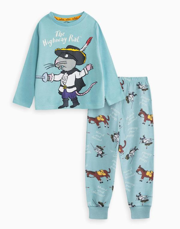 Vanilla Underground Gruffalo & Friends The Highway Rat Unisex Kids Blue Character Long Sleeve Long Leg Pyjama Set