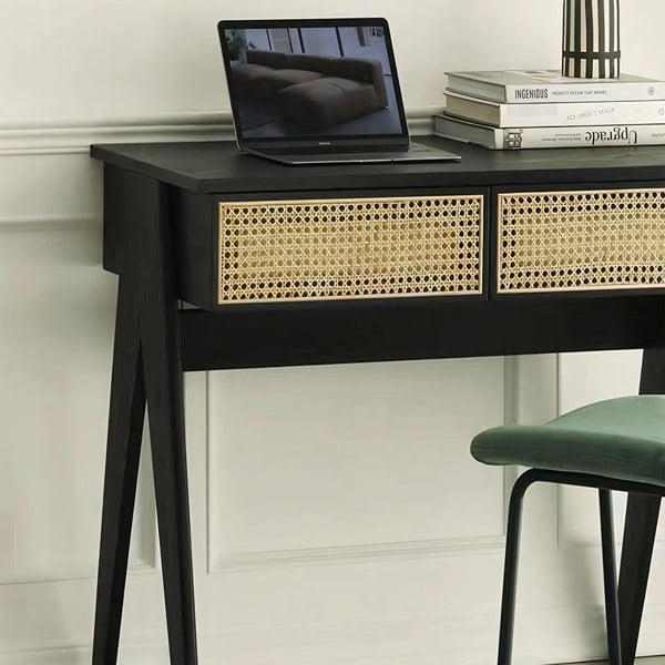 Lambeth Office Desk, Black with office desk chair wheels
