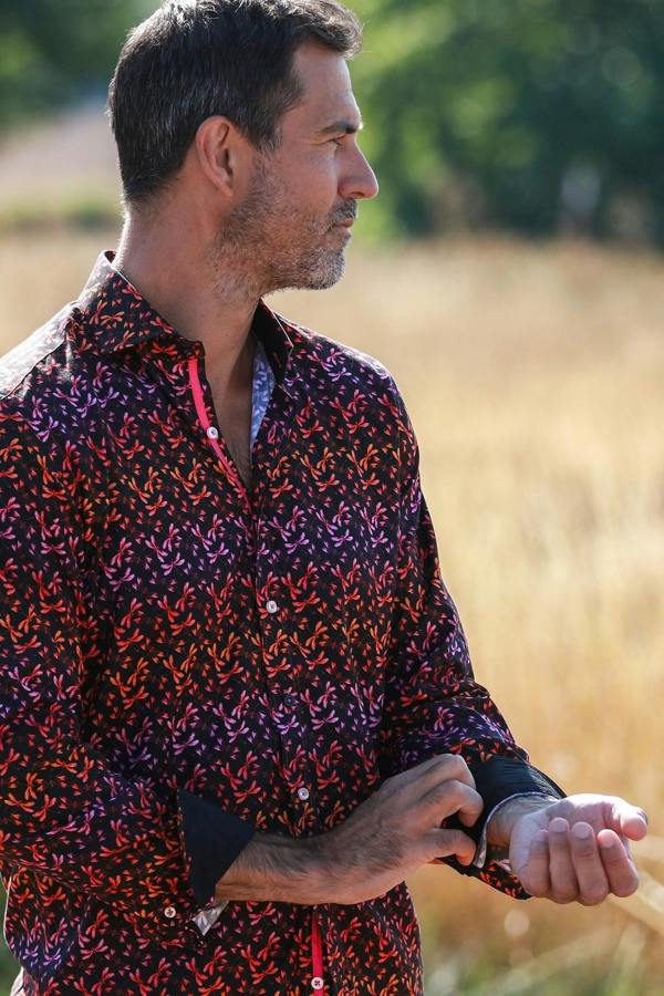DRAGONFLIES TENCEL PRINT SHIRT - Claudio Lugli Shirts