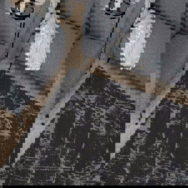 Machine Washable Flatweave Rug Abstract Design in Grey