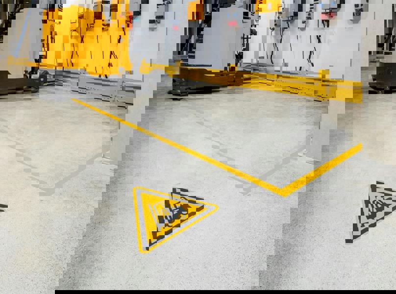 Durable Adhesive ISO "Caution Forklifts" Sign Safety Floor Sticker | 43cm